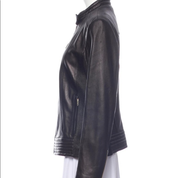 Michael Michael Kors black leather biker jacket large - Picture 2 of 3